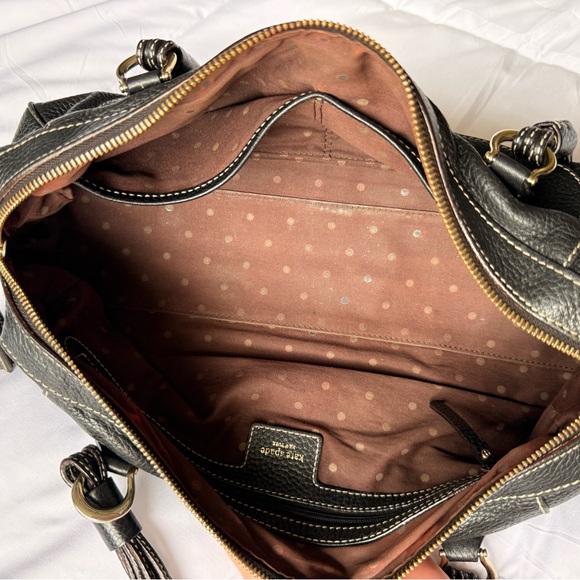Kate Spade Barrel Bag Multiple Gathered Straps Black Pebbled Leather Early Y2K - Picture 9 of 10